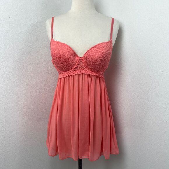 Coral Intimates Babydoll Sheer Lacy Camisole Lingerie Large Padded Bra Sexy Play - Picture 2 of 9